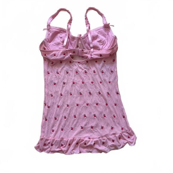 Vintage Y2K Rampage Babydoll Top Aurora Rose Mesh Lingerie Pink Women's Size 1X - Picture 3 of 5